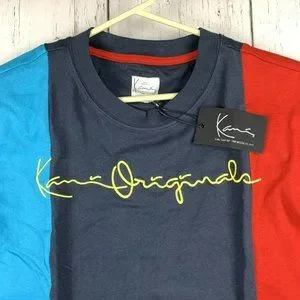 T-shirt Homme Karl Kani Rayé Blanc/bleu Marine - Taille S - Occasion Très Bon état